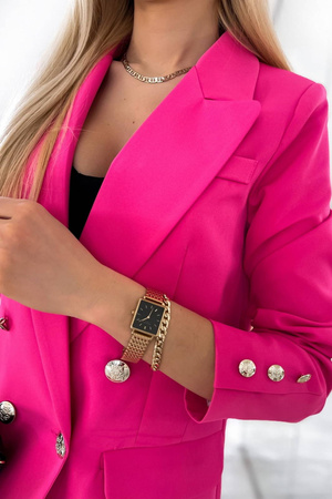 Różowy garnitur damski żakiet i spodnie ELMA