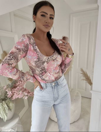 Kolorowa elastyczna dopasowana bluzka damska w centki VENEZIA By Me