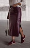 Bordowa długa spódnica damska z eko skóry ANNA