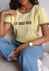 Żółty bawełniany T-shirt damski DOLCE VITA
