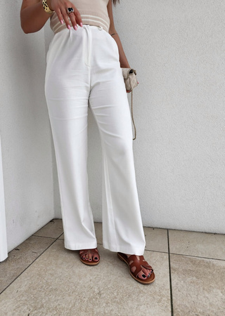 Białe eleganckie szerokie spodnie damskie BIANCO