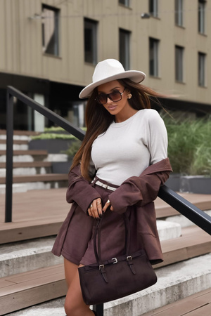 Brązowe zamszowe spodenki damskie PAULA