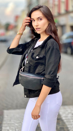 Kurtka, katana, ciemna, czarna JEANS FOR NOW, zapinana na guziki