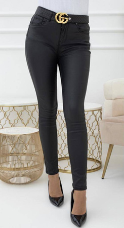 Czarne spodnie damskie woskowane JASMINA