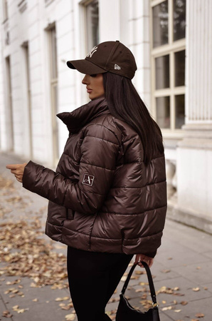 Czekoladowa krótka kurtka damska KLAUDIA