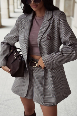 Szare  spodenki damskie  w pepitke  MYKONOS