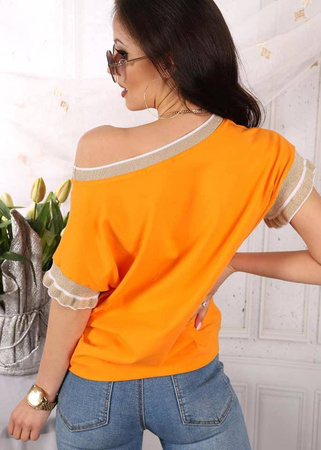 Pomarańczowa bawełniana bluzka damska z krótkim rękawem EMILIA