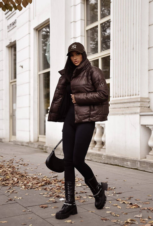 Czekoladowa krótka kurtka damska KLAUDIA