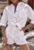 Biały haftowany komplet damski koszula i spodenki XANA SPRING