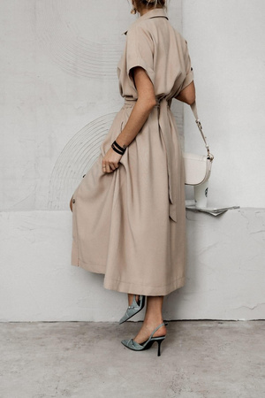 Beżowa długa sukienka damska SIMPLY