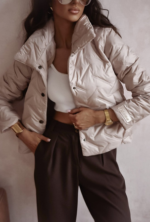 Beżowa  krótka kurtka damska  ELENA