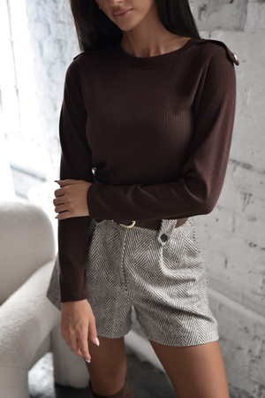 Brązowa dopasowana bluzka  damska  MILAGROS