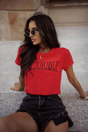 Czerwony T-shirt damski MIAMI