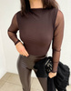 Czekoladowa dopasowana bluzka damska SKIN