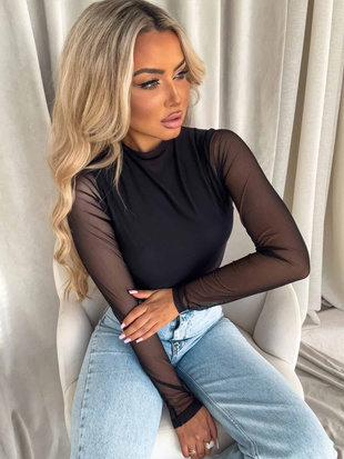 Czarna dopasowana   bluzka damska  SKIN