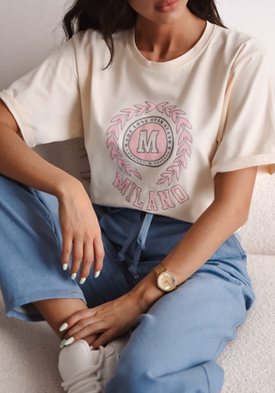 Beżowy   T-shirt damski  MILANO