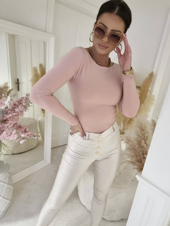 Pudrowo-różowa elastyczna dopasowana bluzka damska LEJDIi