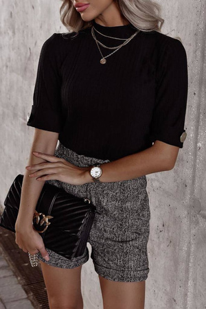 Czarny prążkowany półgolf damski ANETTE