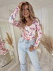 Kolorowa elastyczna dopasowana bluzka damska w kwiaty VENEZIA