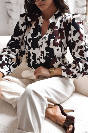 Biało brązowa koszula damska SOPHIE