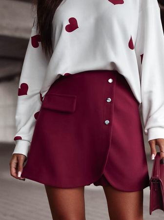 Bordowe szorty damskie spódnico-spodenki MONIQUE