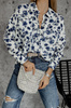 Biała oversizeowa koszula w niebieskie kwiaty SIMPLY CARNATION