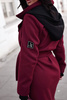 Bordowy  płaszcz damski z odpinanym kapturem  XANA AUTUMN