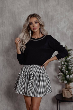 Czarny sweter damski ze zdobieniem FLAKE