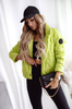 Limonkowa krótka pikowana kurtka damska zapinana na zamek ze stójką LIME