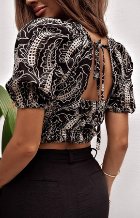 Czarny komplet damski z topem i spodniami ROMA