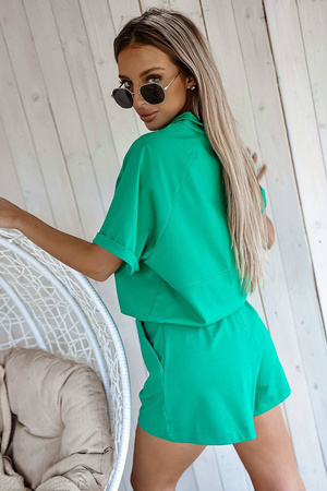 Zielony komplet damski spodenki i bluza XANA LEMONE