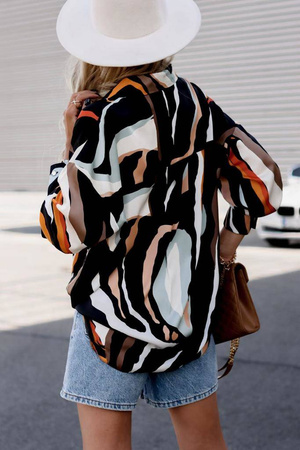 Czarna luźna koszula damska w kolorowe wzory SIMPLY CUTE