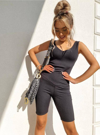 Czarne elastyczne prążkowane spodenki damskie kolarki COMFY BY ME