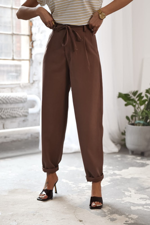 Brązowe  szerokie  spodnie damskie  MOOM FIT