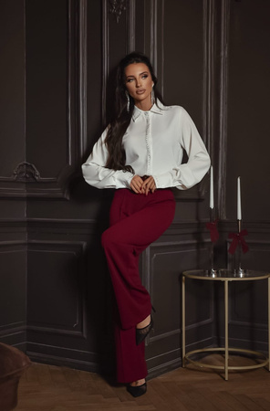 Biała klasyczna koszula damska zdobiona cyrkoniami XANA SHINE