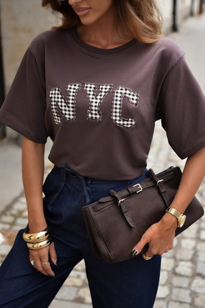  Czekoladowy  T-shirt damski  NYC  