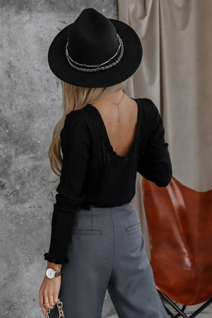 Czarna ażurowa bluzka damska ANUBE