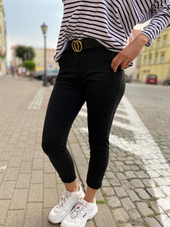 Długie spodnie z materiału, kolor CZARNY AFTER SUMMER,