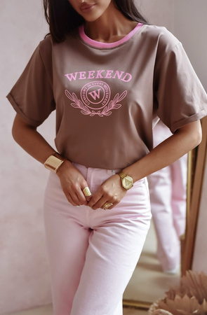 Brązowy T-shirt damski WEEKEND