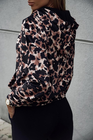 Welurowa bluza damska w zwierzęcy print z kapturem LEOPARD HOODY