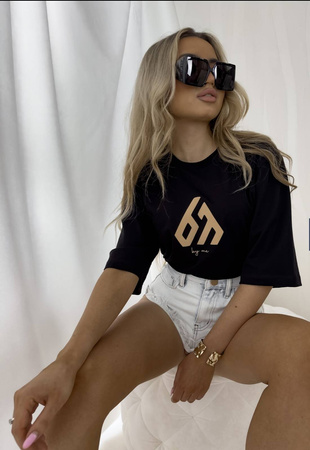 Czarny T-shirt damski z krótkim rękawem BY ME