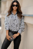 Biała koszula damska oversize w czarne wzory SOFIE