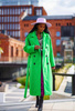Zielony długi luźny płaszcz damski zapinany na guziki LOLA