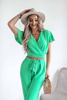 Zielony komplet damski z wiązaną na dole kopertową bluzką XANA PARADE