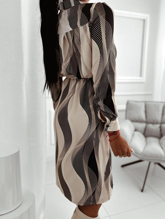 Wzorzysta sukienka damska zapinana na guziki WAVE