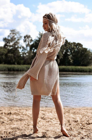 Beżowa sweterkowa plażowa narzutka damska ZOJA