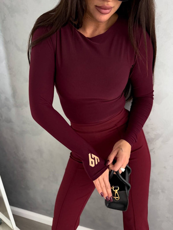 Bordowa elastyczna dopasowana bluzka damska LINDA