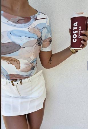 Błękitna dopasowana bluzka damska z krótkim rękawem ROZI