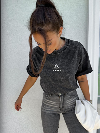  Czarny T-shirt damski  MARBLE 