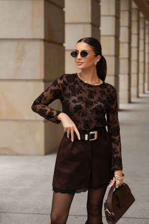 Czekoladowa dopasowana spódnica damska PULIA